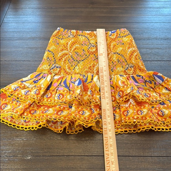 Farm Rio Yellow Palms Party Smocked Mini Skirt Size Small - Picture 8 of 16
